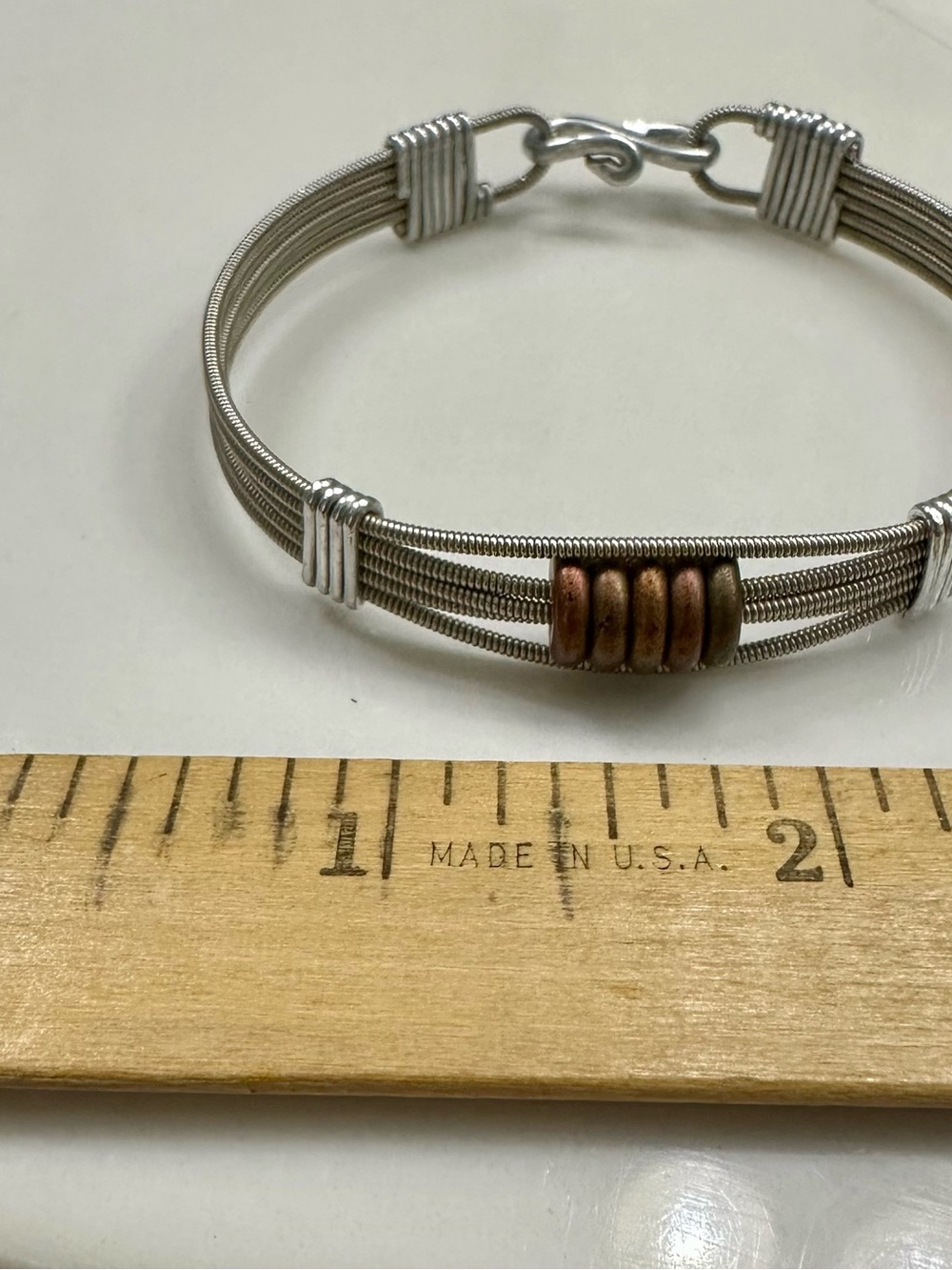 Handcrafted Silver-Tone and Copper Accent Women's Bracelet